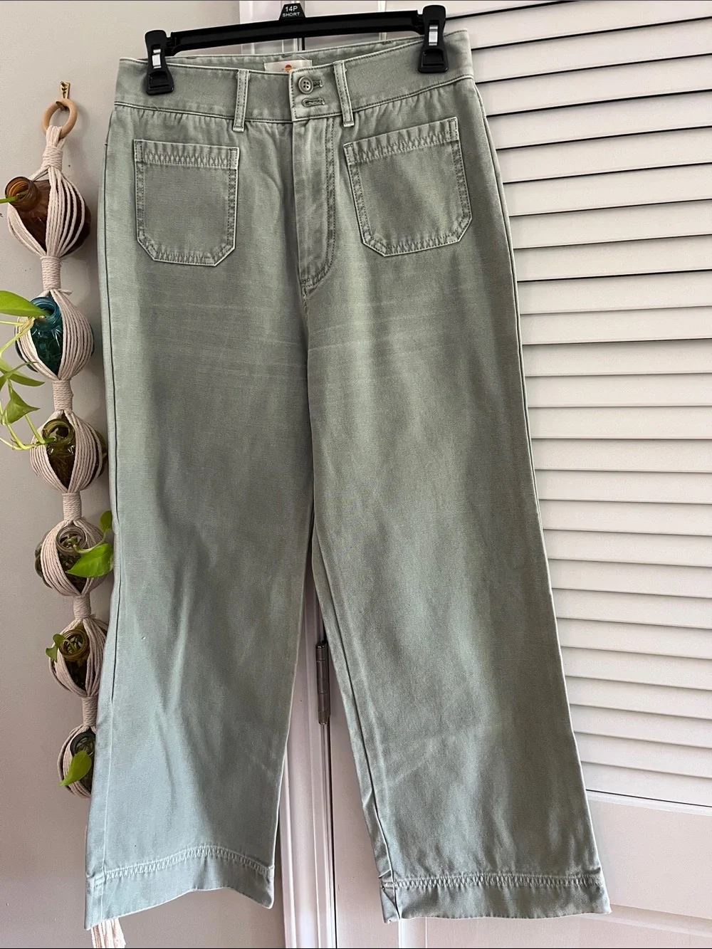 Marine Layer Sage Green Cotton Trousers
